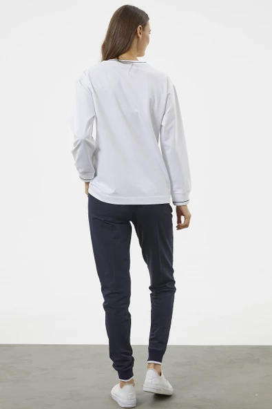 Nakış Detaylı Oversize Eşofman Takım - Beyaz - Resim 5