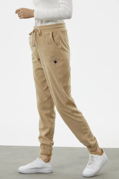 Beli Lastikli Jogger Eşofman Altı - Kamel - 5