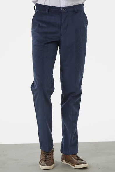 Klasik Chino Kadife Pantolon - Lacivert - 4