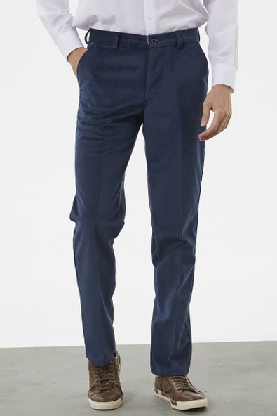 Klasik Chino Kadife Pantolon - Lacivert - 3