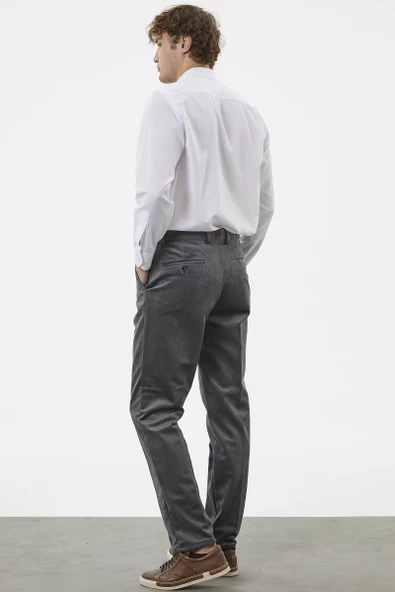 Klasik Chino Kadife Pantolon - Gri - 6