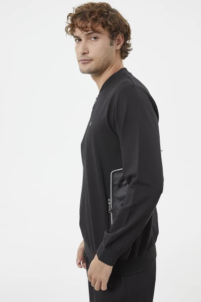 Fermuar Detaylı Çift Renk  Eşofman Takım - Siyah - Resim 4