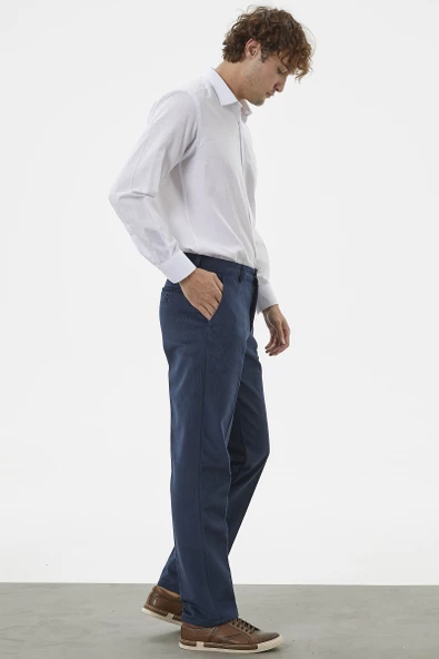 Klasik Chino Kadife Pantolon - Lacivert - 2