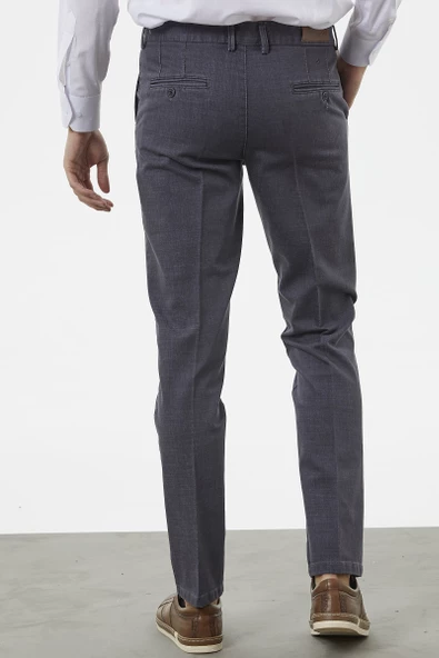 Kot Görünümlü Yan Cepli Klasik Pantolon - Gri - 4