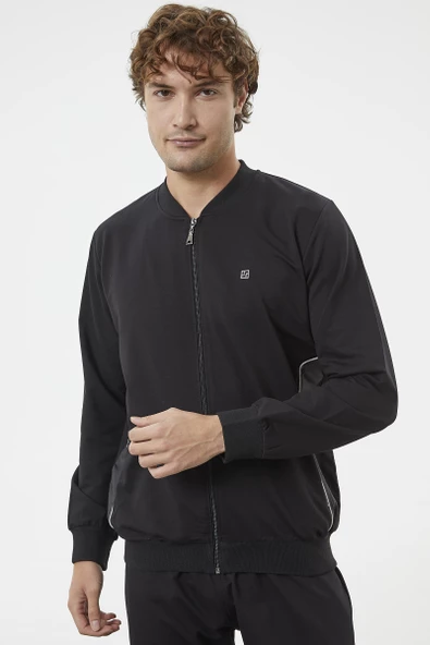 Fermuar Detaylı Çift Renk  Eşofman Takım - Siyah - Resim 3