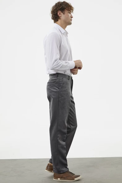 Klasik Chino Kadife Pantolon - Gri - 4