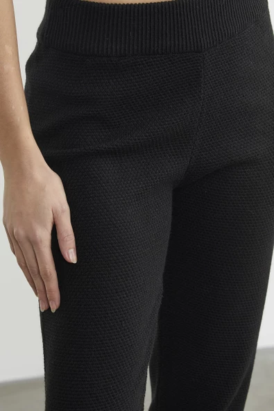 Jogger Rahat Kalıp Triko Pantolon - Siyah - Resim 5