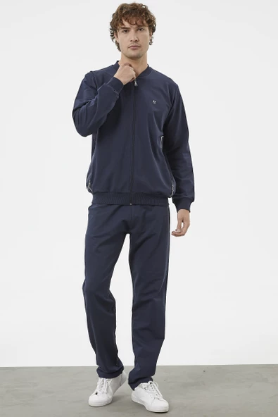 Fermuar Detaylı Çift Renk  Eşofman Takım - Lacivert - Resim 4