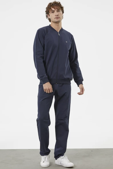 Fermuar Detaylı Çift Renk  Eşofman Takım - Lacivert - Resim 2