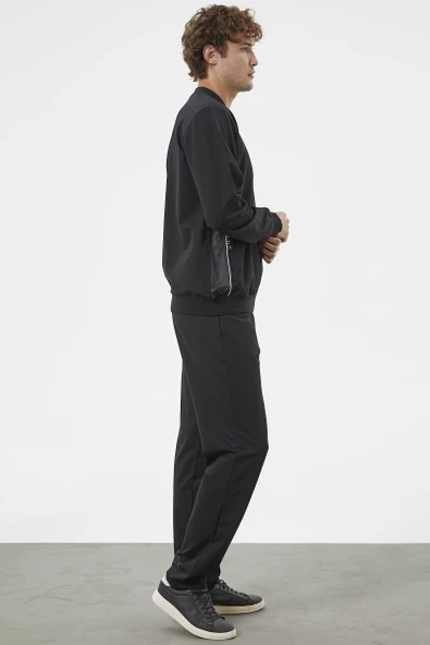 Fermuar Detaylı Çift Renk  Eşofman Takım - Siyah - Resim 5