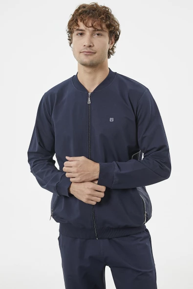 Fermuar Detaylı Çift Renk  Eşofman Takım - Lacivert - Resim 5