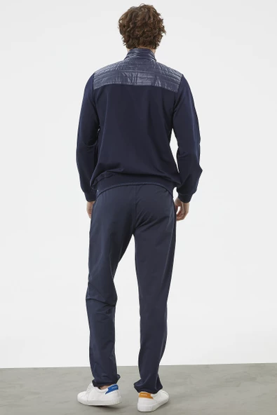 Kapitone Dik Yaka Fermuarlı Eşofman Takım - Lacivert - Resim 6