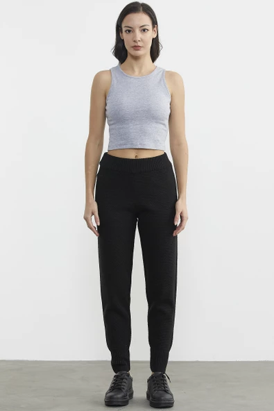 Jogger Rahat Kalıp Triko Pantolon - Siyah ürün görseli 1