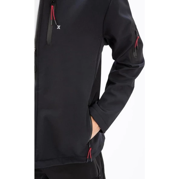 Exuma 2111161 Erkek Siyah Yağmur Rüzgar Geçirmez Softshell Özellikli Mont - 4