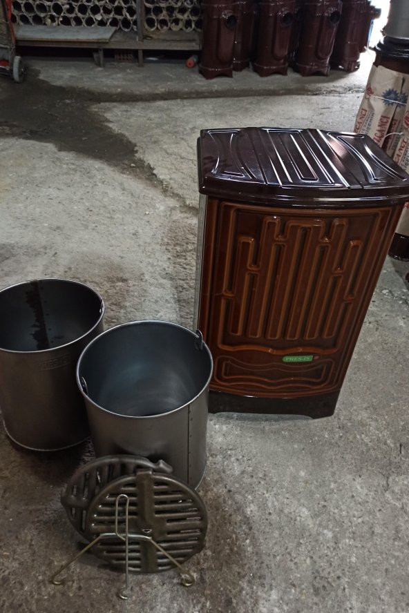 Alttan Havalı Kovalı Uyuyan Kömür Odun Emaye Soba - 3