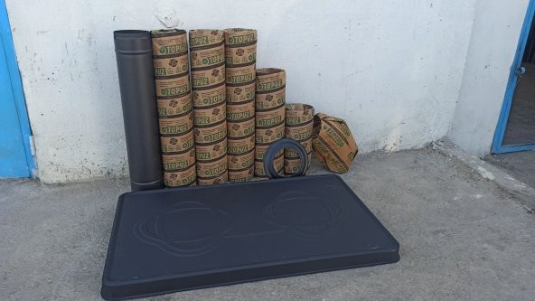 VAV Kuzine Boru Takımı Siyah Emaye Soba Borusu - 2