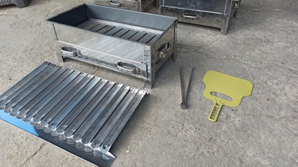 Özel Üretim El Yapımı Kömürlü Kamp Mangalı 50 x 24 CM (Barbekü İçin Uygun) - 2
