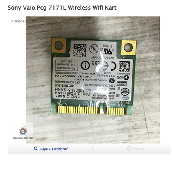 Sony Vaio Pcg 7171L Wireless Wifi Kart