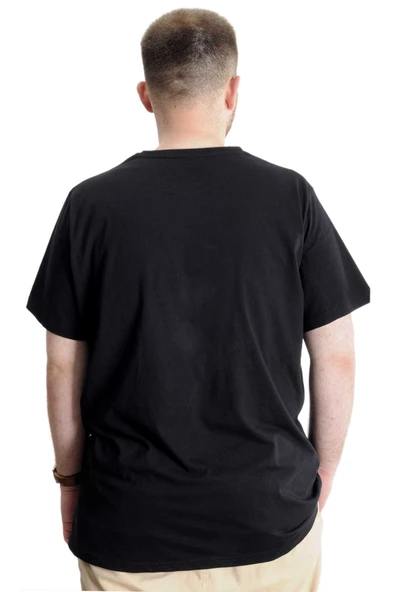 Mode XL Büyük Beden Erkek T-Shirt Basic 20031 Siyah - Resim 7