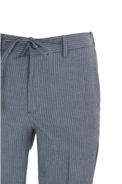 Cengiz İnler Çizgili Yan Cep Gofre Erkek Pantolon - 5