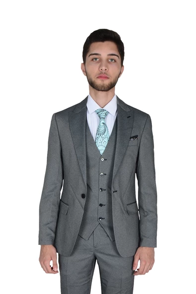 Cengiz İnler Armürlü Yelekli Erkek Takım Elbise - 3