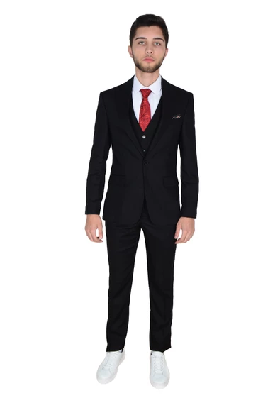 Cengiz İnler Armürlü Yelekli Erkek Takım Elbise - 11