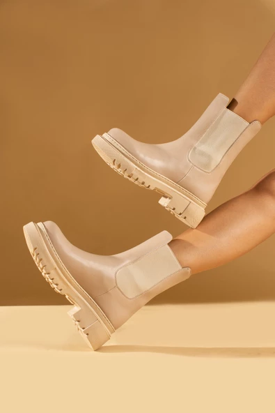 Pembe Potin Rahat Kalıp Kaymaz Taban Sıcak Astar Lastikli Kadın Bot B01-5580-23 - Resim 5