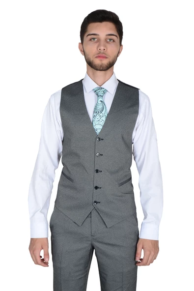 Cengiz İnler Armürlü Yelekli Erkek Takım Elbise - 7