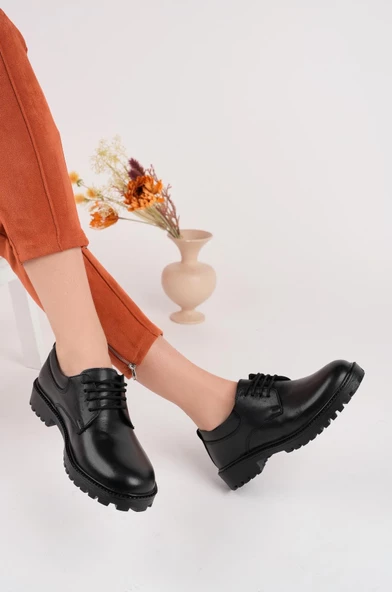 Muggo Jalen Garantili Kadın Günlük Klasik Hakiki Deri Kışlık Casual Ayakkabı - 4