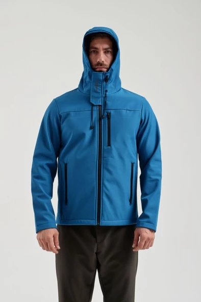 Exuma 2311100 Erkek Petrol Mavisi Yağmur Rüzgar Geçirmez Softshell Özellikli Mont - 7