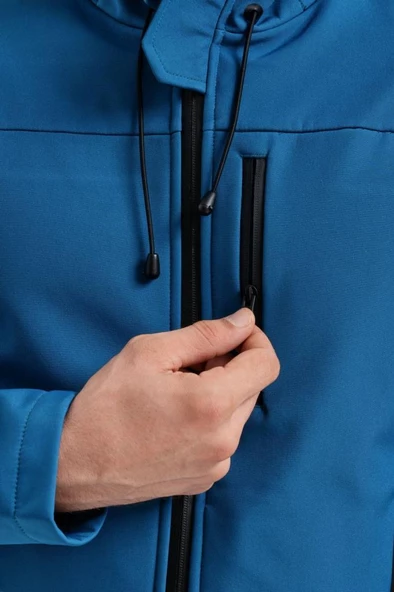Exuma 2311100 Erkek Petrol Mavisi Yağmur Rüzgar Geçirmez Softshell Özellikli Mont - 3
