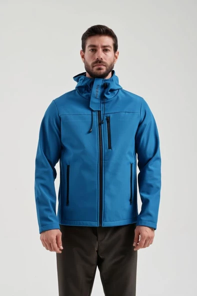 Exuma 2311100 Erkek Petrol Mavisi Yağmur Rüzgar Geçirmez Softshell Özellikli Mont - 5