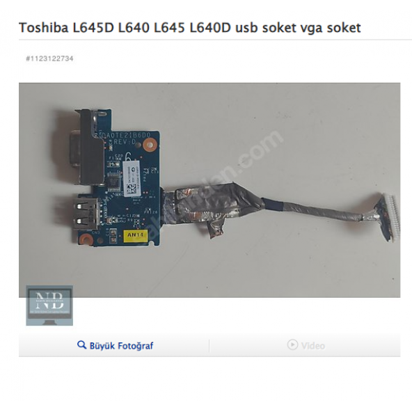 Toshiba L645D L640 L645 L640D usb soket vga soket
