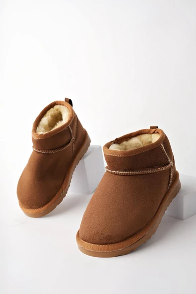 Muggo SNOW Garantili Unisex Çocuk Kalın Taban İçi Tüylü Günlük Mini Yarım Bot - 9