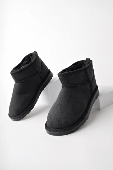 Muggo SNOW Garantili Unisex Çocuk Kalın Taban İçi Tüylü Günlük Mini Yarım Bot - 5