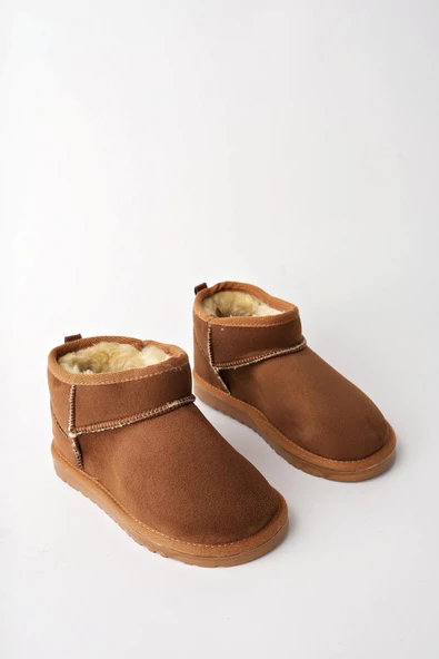 Muggo SNOW Garantili Unisex Çocuk Kalın Taban İçi Tüylü Günlük Mini Yarım Bot - 10