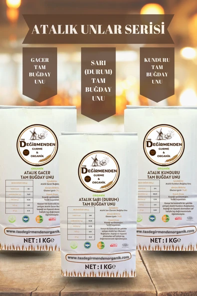 Taş Değirmenden Organik Organik Atalık Unlar Seti (Sarı-Gacer-Kunduru) ürün görseli