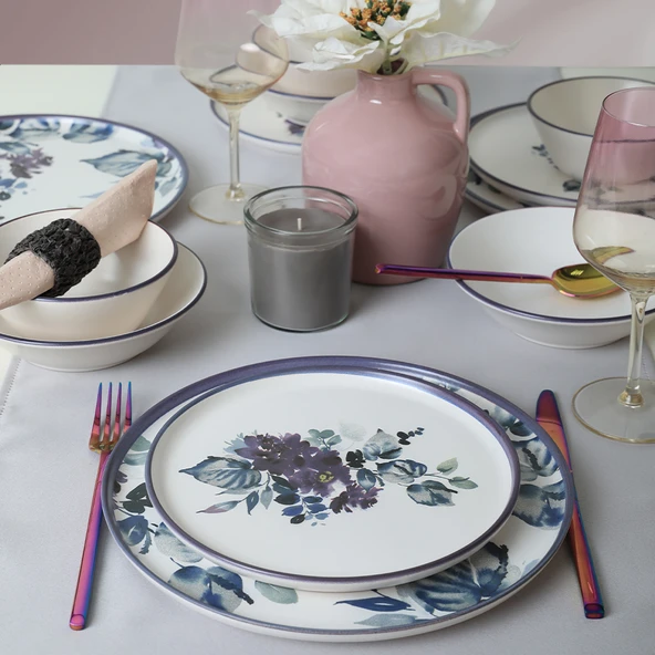 Keramika Purple Flower Yemek Takımı 24 Parça 6 Kişilik - 9