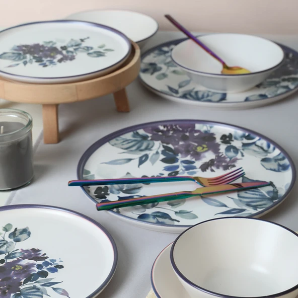 Keramika Purple Flower Yemek Takımı 24 Parça 6 Kişilik - 4