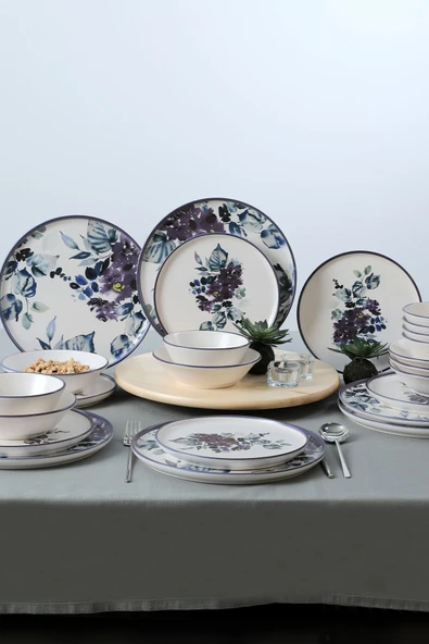 Keramika Purple Flower Yemek Takımı 24 Parça 6 Kişilik - 7