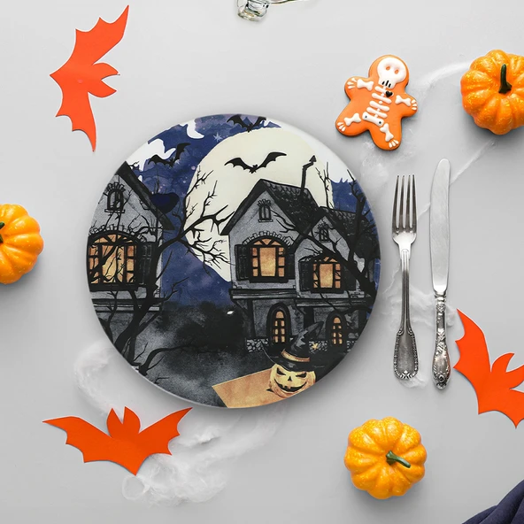 Keramika Keraart Halloween Blue Castle Servis Tabağı 26 Cm 19951