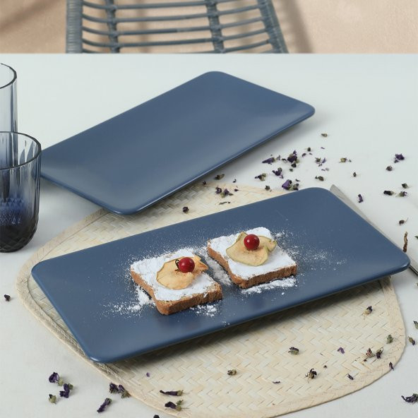 Keramika Mat Mavi Siera Kayık Tabak 33 Cm 2 Adet