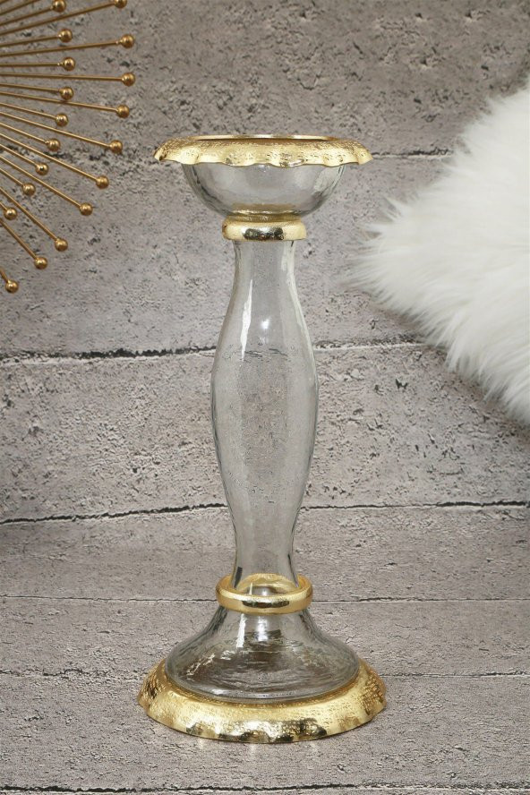 Vitale Altın Çerçeveli Cam Büyük Mumluk AK.GU0047 ürün görseli 1