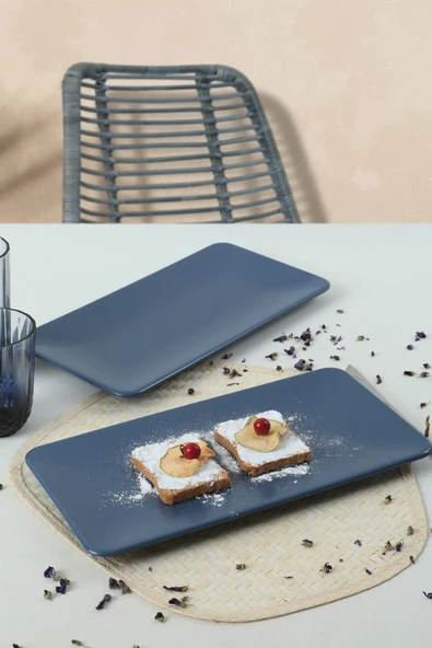 Keramika Mat Mavi Siera Kayık Tabak 33 Cm 2 Adet