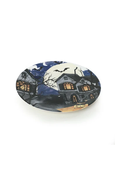 Keramika Keraart Halloween Blue Castle Servis Tabağı 26 Cm 19951 - Resim 3