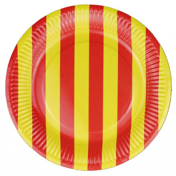 TABAK KARTON ÇİZGİLİ SARI KIRMIZI 23 CM 8 ADET - Resim 3