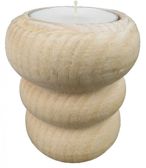 AĞAÇ KÜTÜK TEALİGHT MUMLUK BOĞUMLU NATUREL 1 ADET - Resim 4