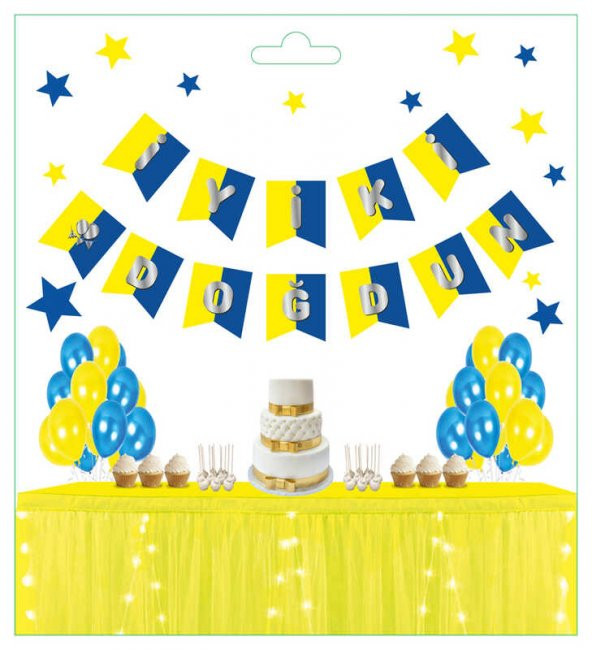 FLAMA İYİKİ DOĞDUN ÇİZGİLİ SARI LACİVERT 1 SET - Resim 2