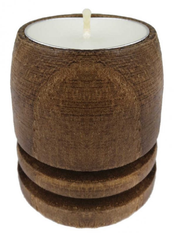 AĞAÇ KÜTÜK TEALİGHT MUMLUK SİLİNDİR ÇİZGİLİ KAHVERENGİ 1 ADET - Resim 2