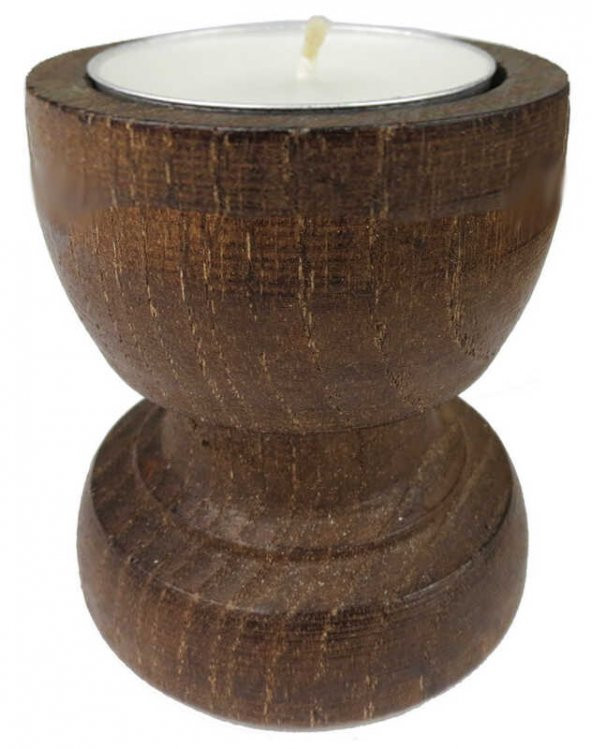 AĞAÇ KÜTÜK TEALİGHT MUMLUK KADEH KAHVERENGİ 1 ADET - Resim 2